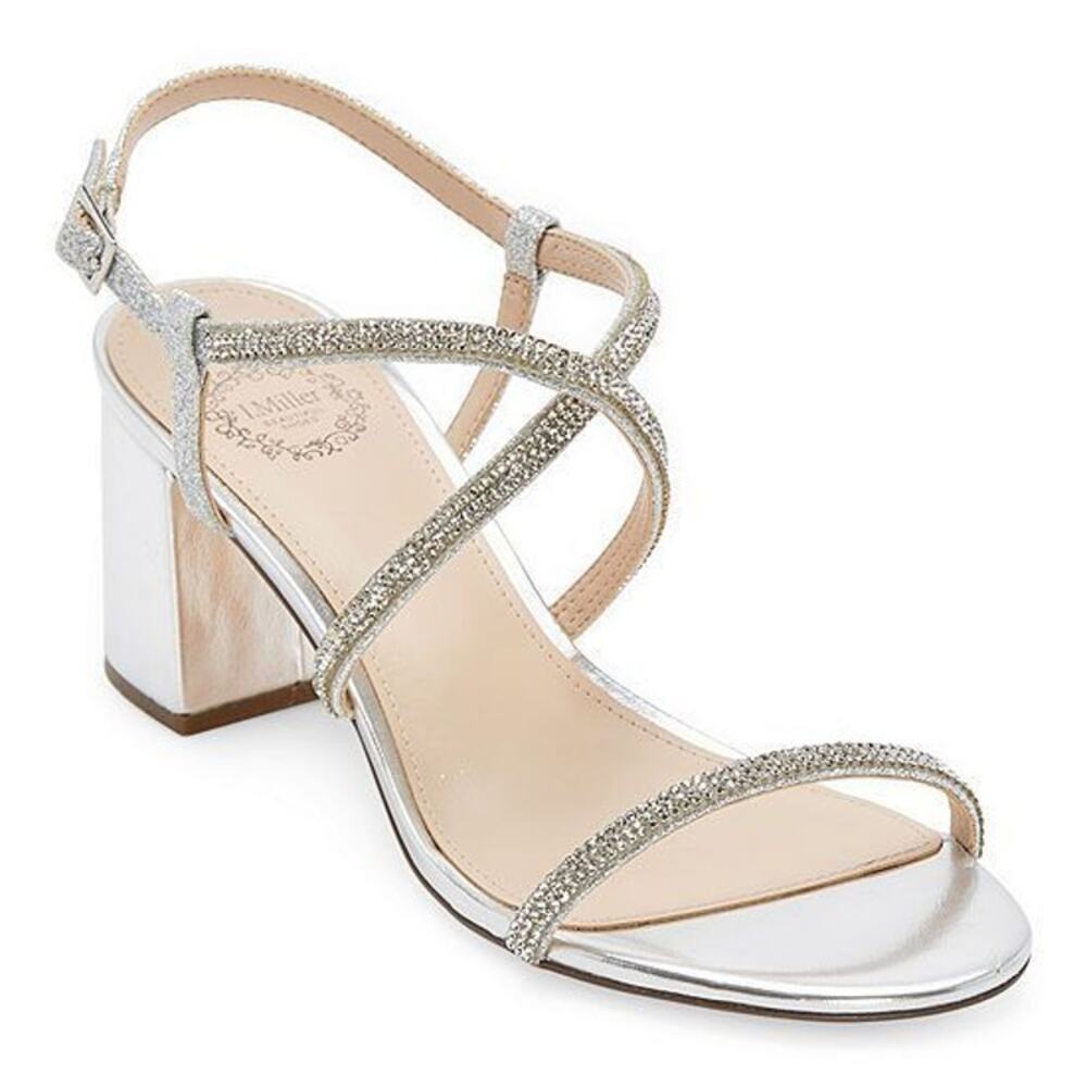 I. MILLER Women's Rhinestone Silver Heeled Sandals - Size 11 - New In box